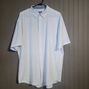 Pronto Uomo Short Sleeve Button Down Shirt Modern Fit Blue Flower Print Men's XL